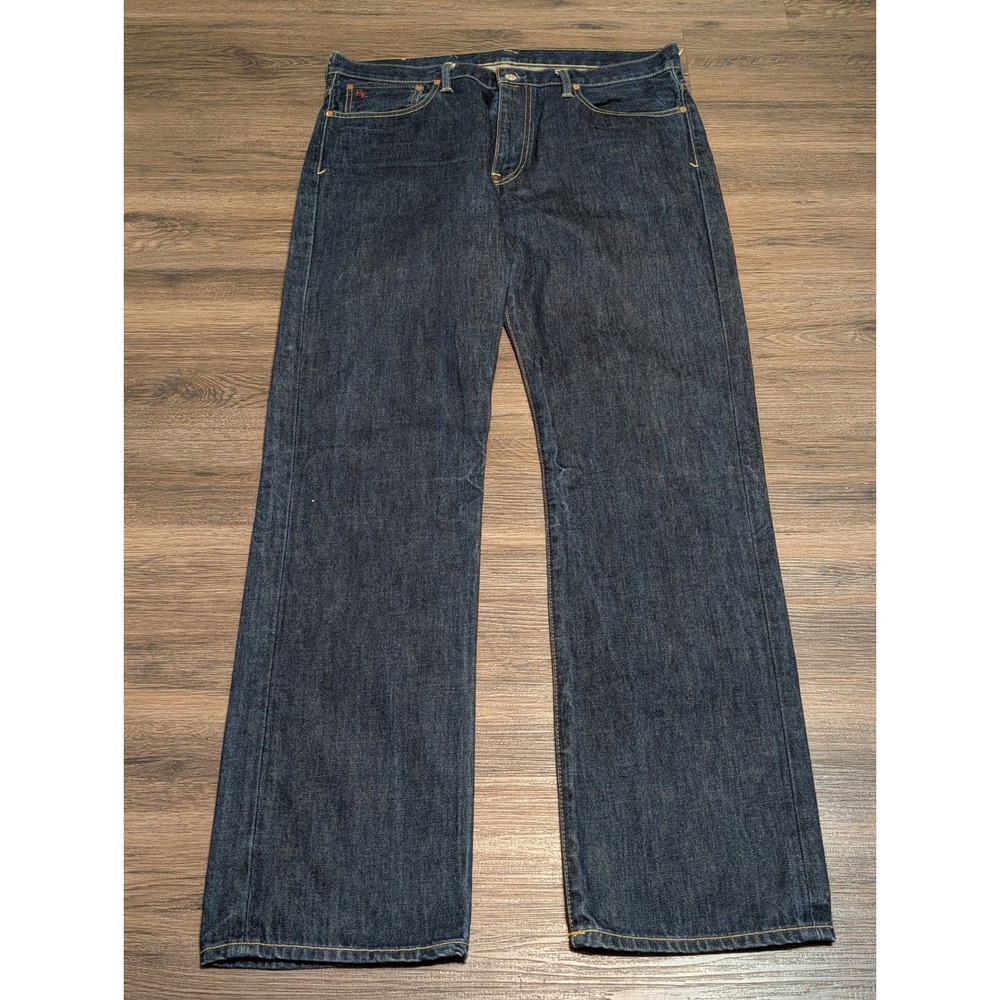 Polo Ralph Lauren Mens Dark Wash Straight Leg Denim Jeans 36x34 Blue 100% Cotton